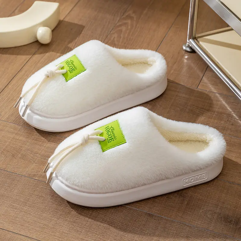 Men's Pink Cotton Winter Slippers Anti-Slip Soft Warm - Image 2