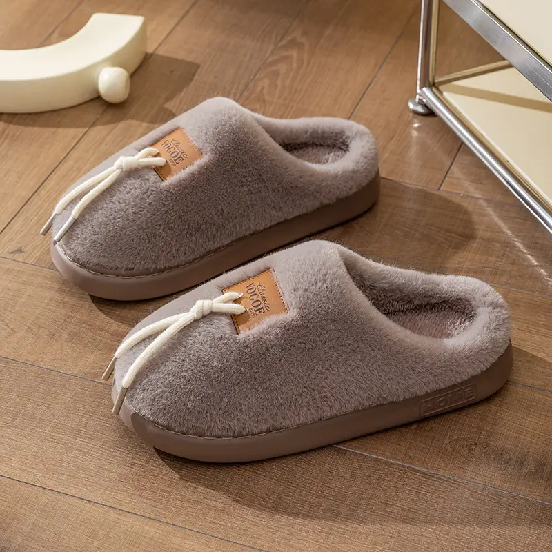Men's Pink Cotton Winter Slippers Anti-Slip Soft Warm - Image 4