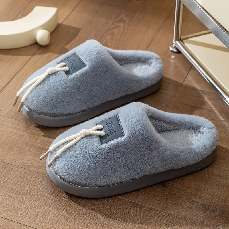 Men's Pink Cotton Winter Slippers Anti-Slip Soft Warm - Image 5
