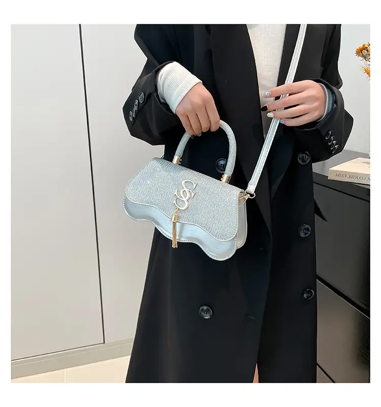 Black Glitter Square Bag for Women with Gold Chain — feature 10