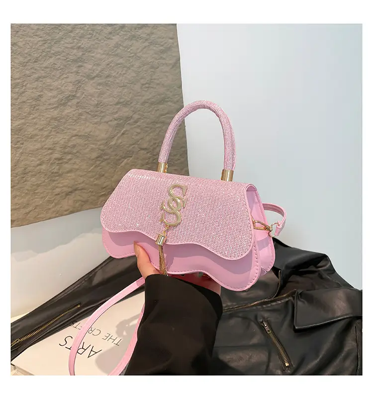 Black Glitter Square Bag for Women with Gold Chain — feature 20