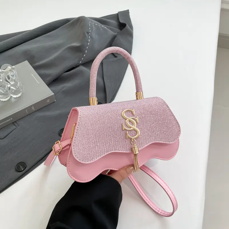 Black Glitter Square Bag for Women with Gold Chain