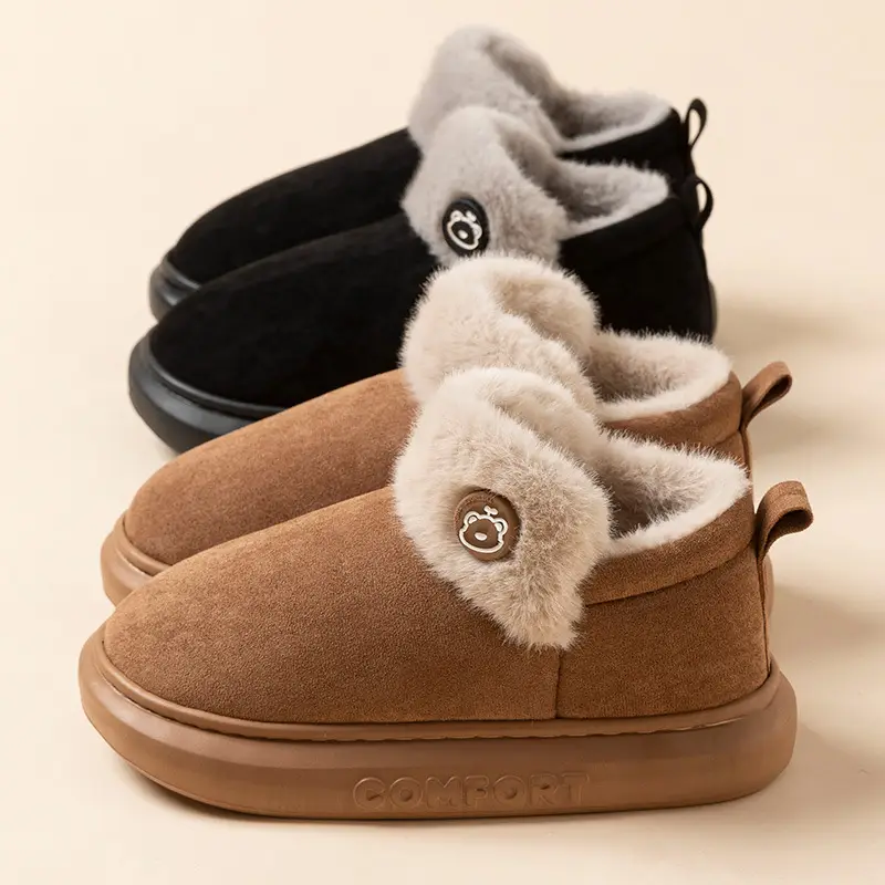 Winter Women's Thick-Soled Indoor Home Slippers, Men's Thick-Soled Outdoor Wear, Warm Plush Cotton Slippers Wholesale - Image 7