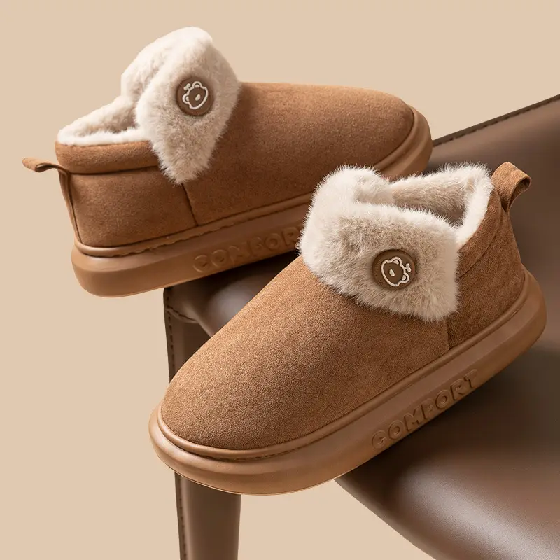 Winter Women's Thick-Soled Indoor Home Slippers, Men's Thick-Soled Outdoor Wear, Warm Plush Cotton Slippers Wholesale - Image 9