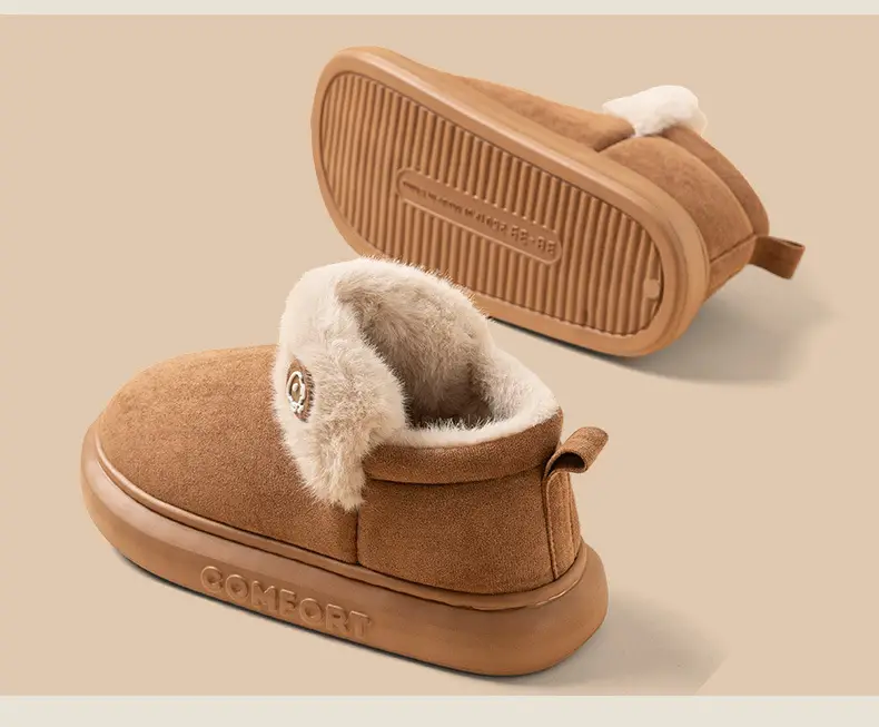 Winter Women's Thick-Soled Indoor Home Slippers, Men's Thick-Soled Outdoor Wear, Warm Plush Cotton Slippers Wholesale — feature 11