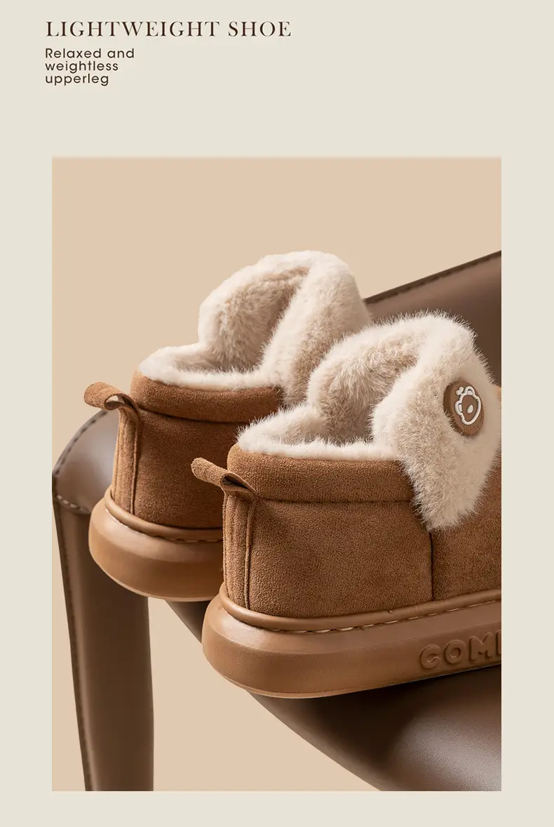 Winter Women's Thick-Soled Indoor Home Slippers, Men's Thick-Soled Outdoor Wear, Warm Plush Cotton Slippers Wholesale — feature 14