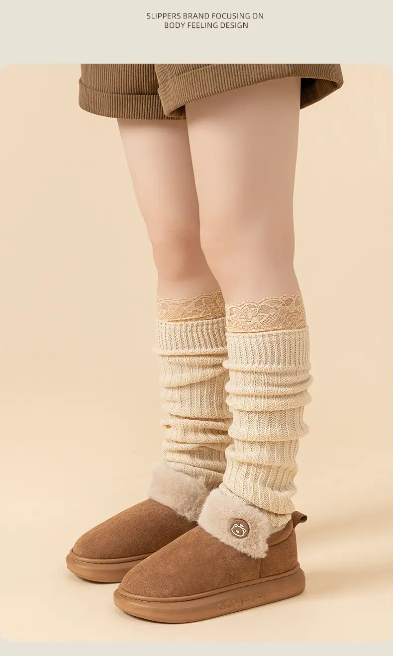 Winter Women's Thick-Soled Indoor Home Slippers, Men's Thick-Soled Outdoor Wear, Warm Plush Cotton Slippers Wholesale — feature 20