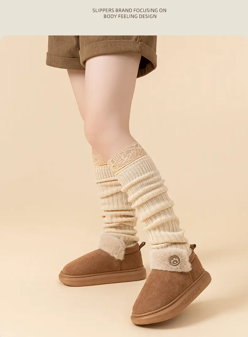 Winter Women's Thick-Soled Indoor Home Slippers, Men's Thick-Soled Outdoor Wear, Warm Plush Cotton Slippers Wholesale — feature 21