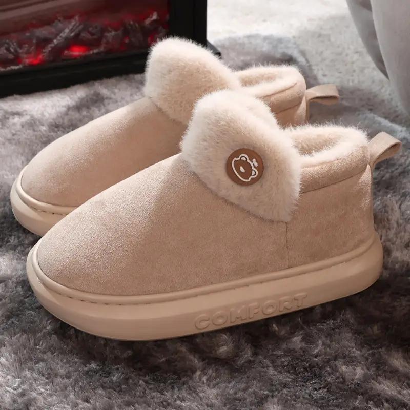 Winter Women's Thick-Soled Indoor Home Slippers, Men's Thick-Soled Outdoor Wear, Warm Plush Cotton Slippers Wholesale - Image 2