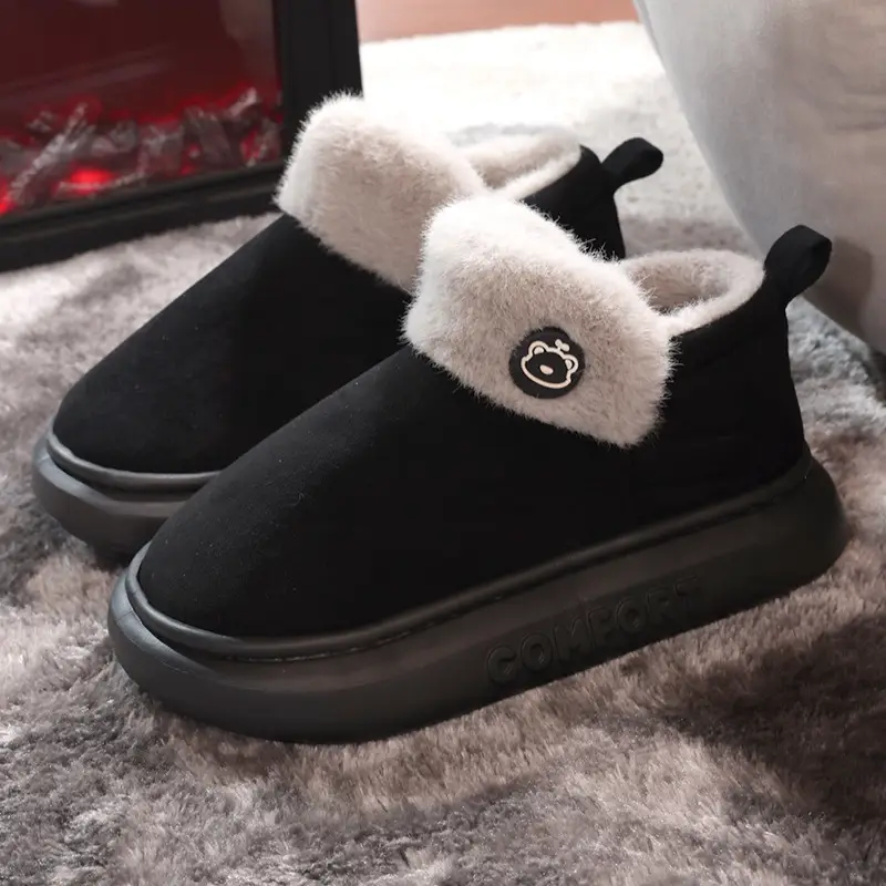 Winter Women's Thick-Soled Indoor Home Slippers, Men's Thick-Soled Outdoor Wear, Warm Plush Cotton Slippers Wholesale - Image 3