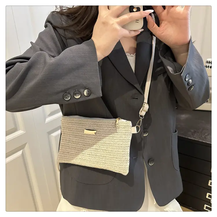 Women's Woven Crossbody Bag Small Square Handheld Mobile Bag — feature 14