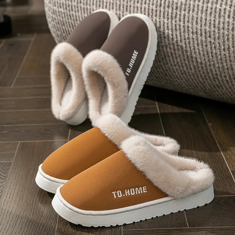 Women's Warm Furry Slippers Winter Home All-Inclusive Heel Strap - Image 7