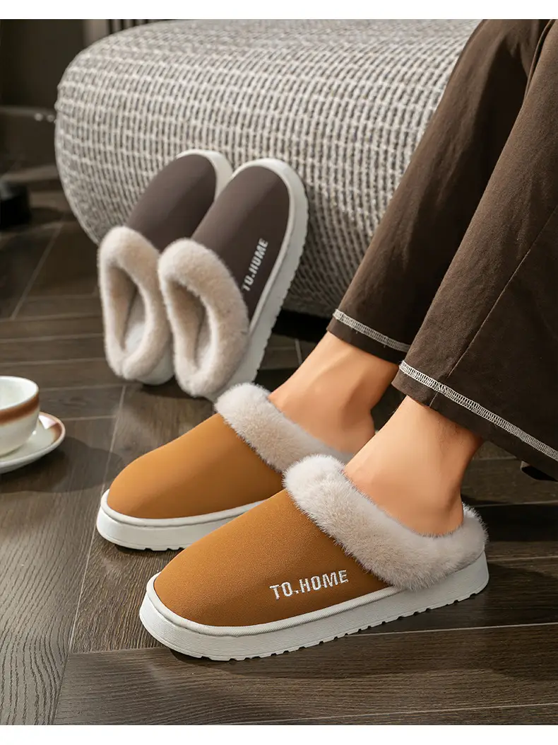 Women's Warm Furry Slippers Winter Home All-Inclusive Heel Strap — feature 10