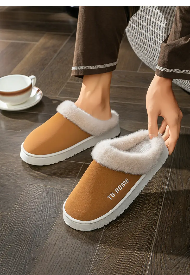Women's Warm Furry Slippers Winter Home All-Inclusive Heel Strap — feature 11