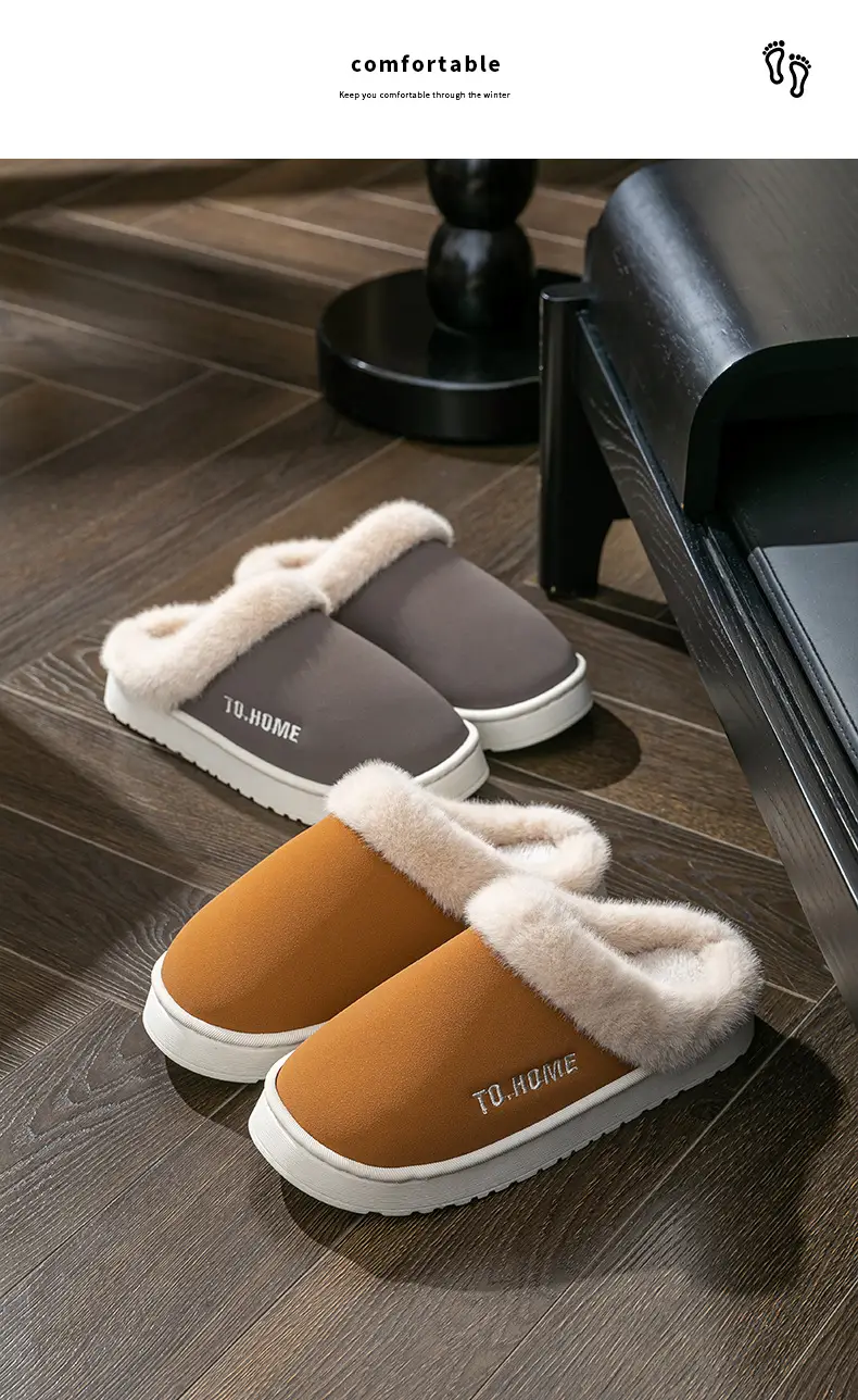 Women's Warm Furry Slippers Winter Home All-Inclusive Heel Strap — feature 15