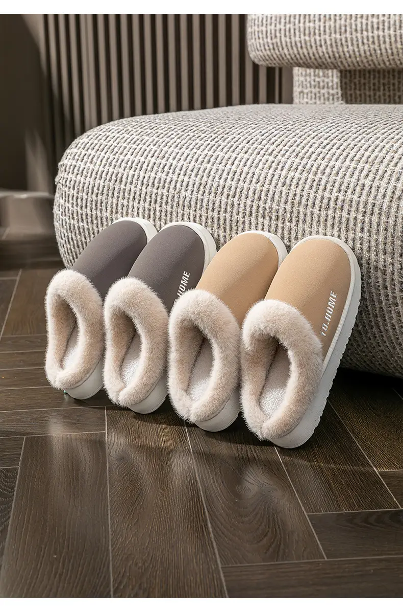 Women's Warm Furry Slippers Winter Home All-Inclusive Heel Strap — feature 17