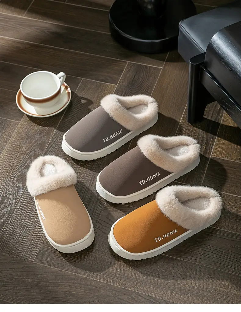 Women's Warm Furry Slippers Winter Home All-Inclusive Heel Strap — feature 9
