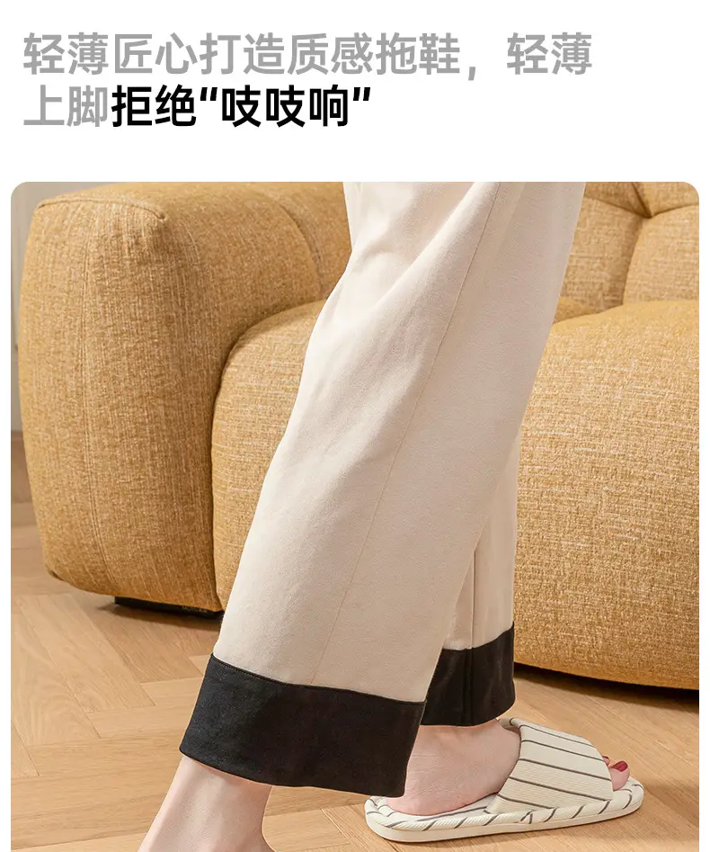 Women's Cotton Linen Striped Slippers Soft Sole Four Season — feature 6