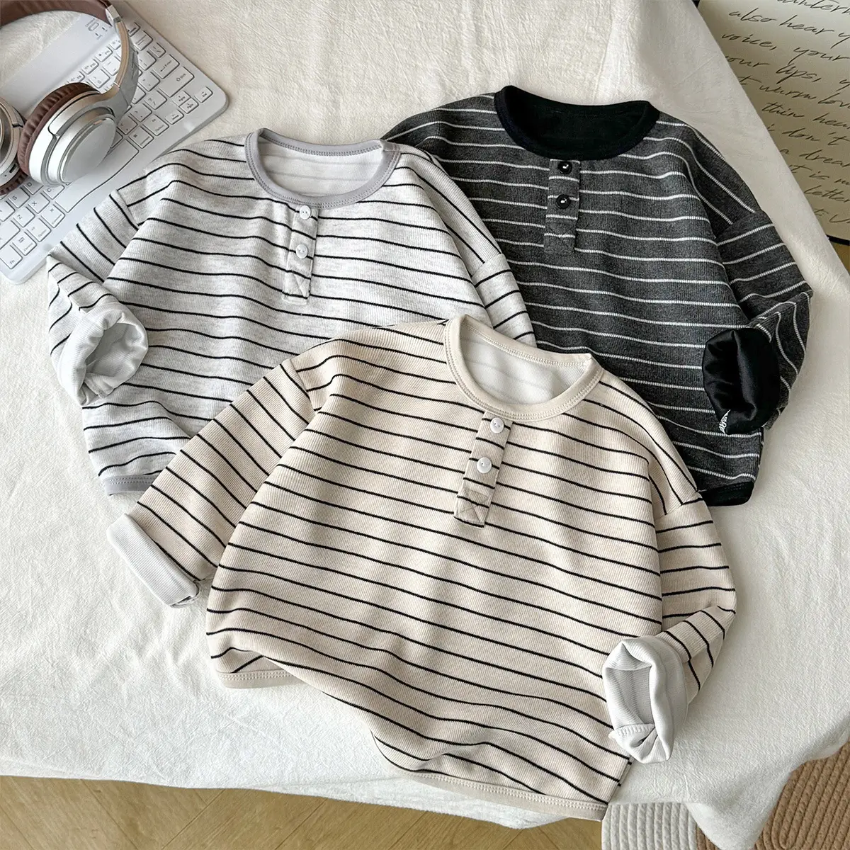 Girls Striped Long Sleeve T-Shirt Black White - Image 4