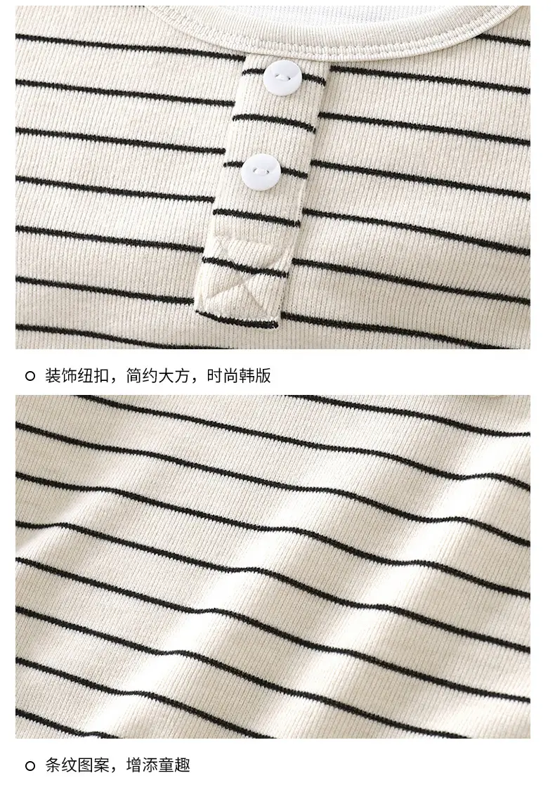 Girls Striped Long Sleeve T-Shirt Black White — feature 16