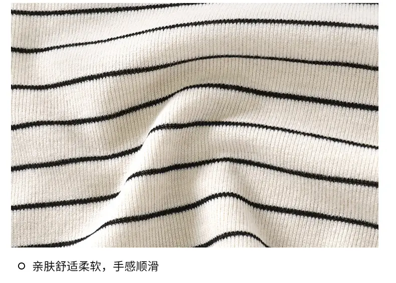 Girls Striped Long Sleeve T-Shirt Black White — feature 17