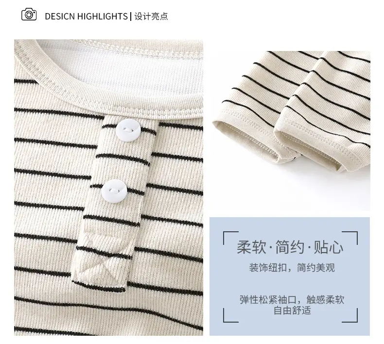 Girls Striped Long Sleeve T-Shirt Black White — feature 2