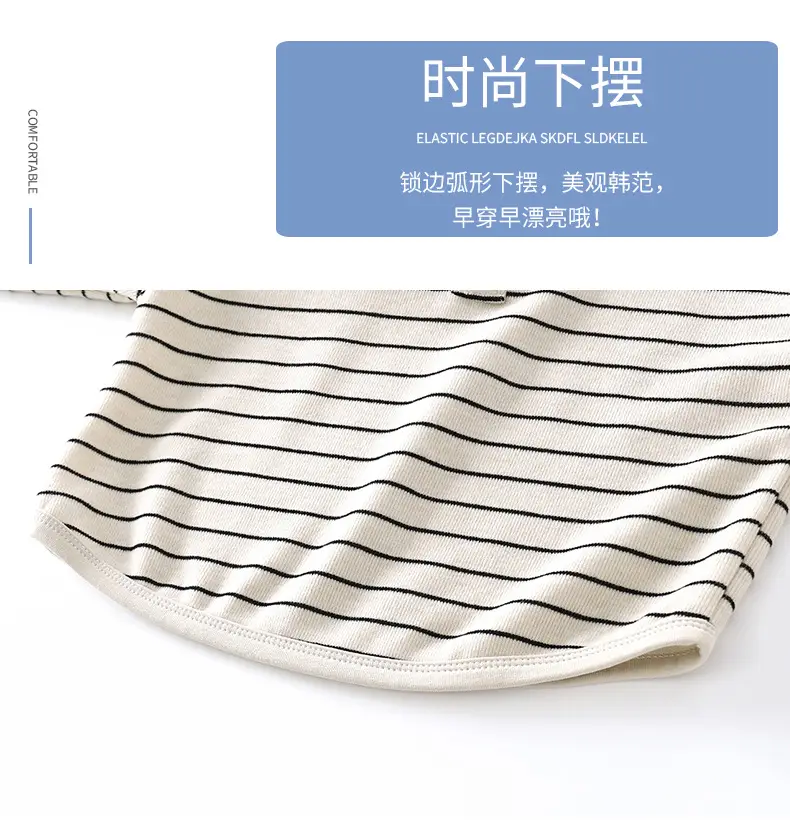 Girls Striped Long Sleeve T-Shirt Black White — feature 7