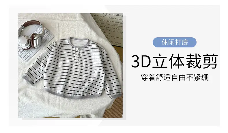 Girls Striped Long Sleeve T-Shirt Black White — feature 8