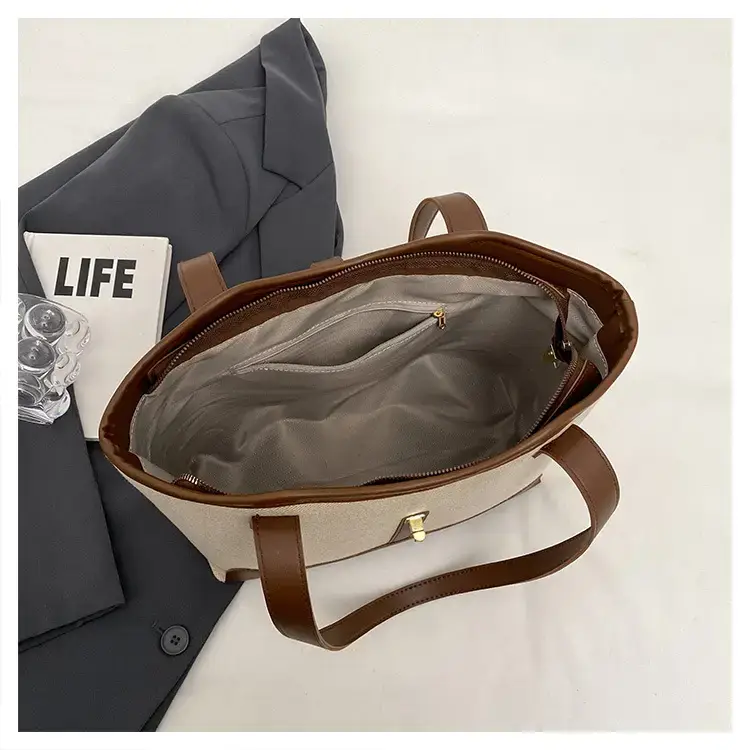 Large Capacity Brown Beige Women's Tote Bag — feature 10