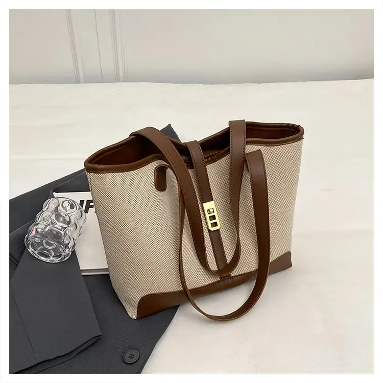 Large Capacity Brown Beige Women's Tote Bag — feature 16