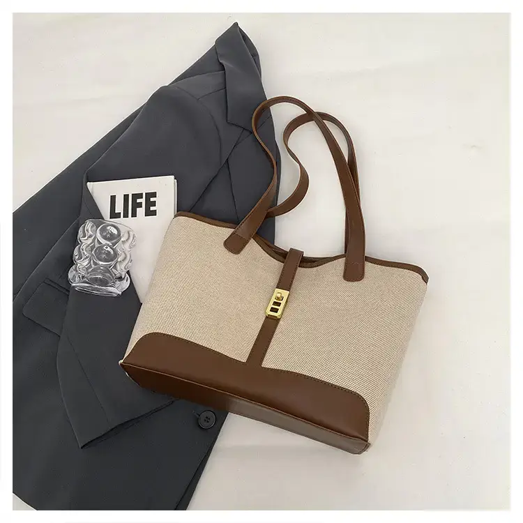 Large Capacity Brown Beige Women's Tote Bag — feature 17