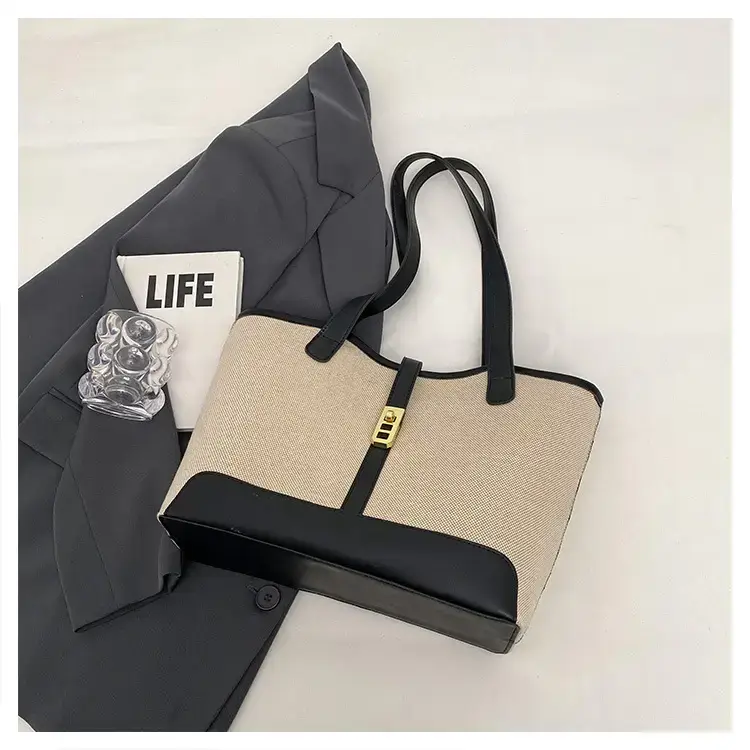 Large Capacity Brown Beige Women's Tote Bag — feature 19