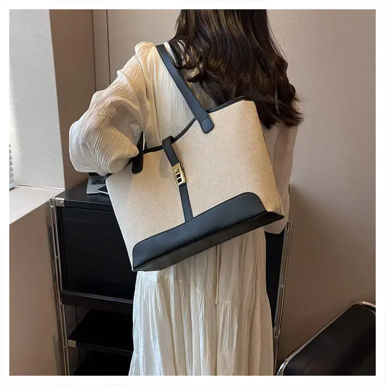 Large Capacity Brown Beige Women's Tote Bag — feature 4