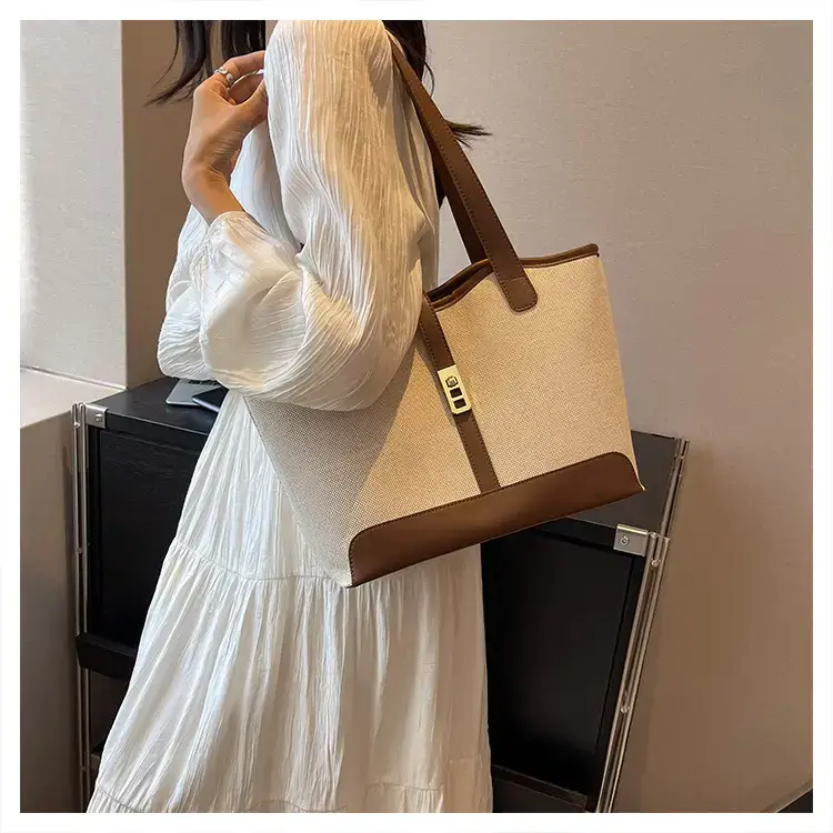 Large Capacity Brown Beige Women's Tote Bag — feature 5