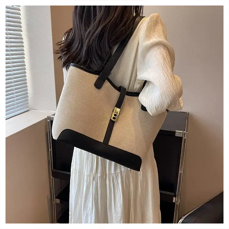 Large Capacity Brown Beige Women's Tote Bag — feature 6