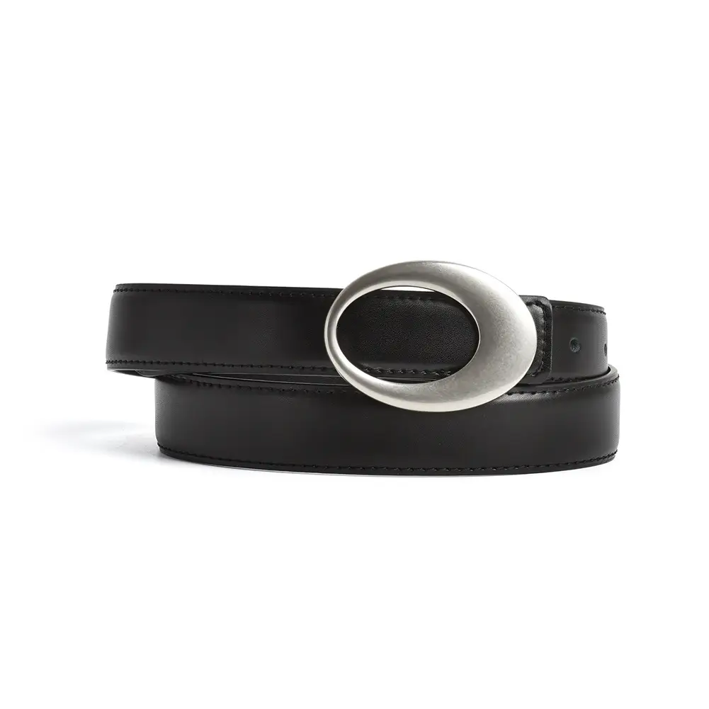 Women's Brown Belt with Silver Oval Buckle - Image 9