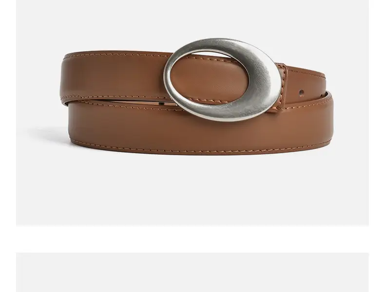 Women's Brown Belt with Silver Oval Buckle — feature 10