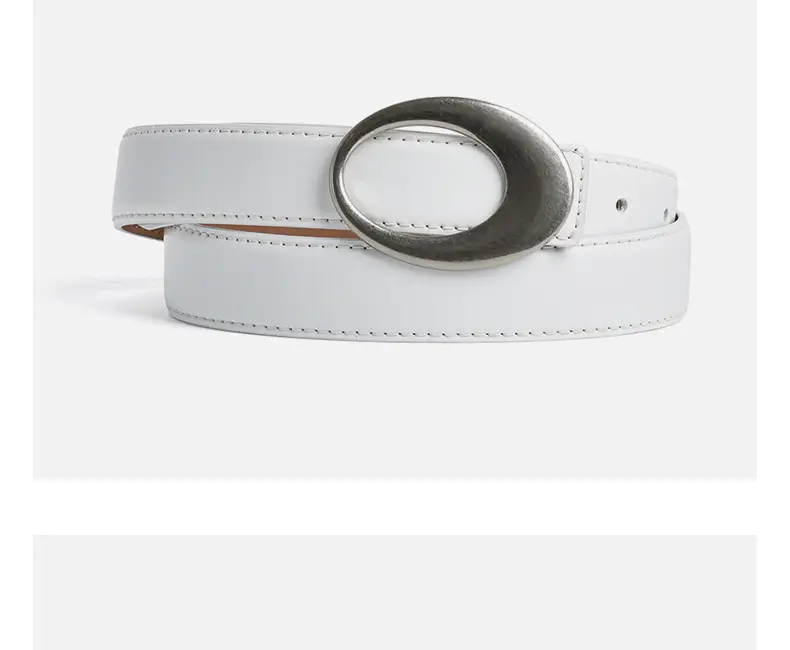 Women's Brown Belt with Silver Oval Buckle — feature 11
