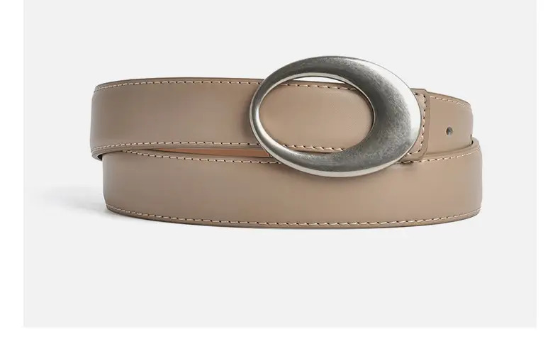 Women's Brown Belt with Silver Oval Buckle — feature 13