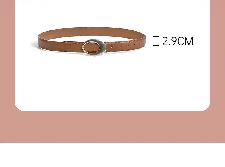 Women's Brown Belt with Silver Oval Buckle — feature 3