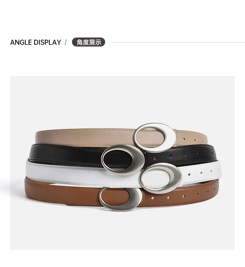 Women's Brown Belt with Silver Oval Buckle — feature 8