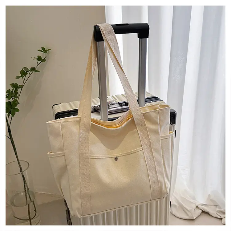 Women Canvas Tote Bag Large Capacity Beige — feature 21