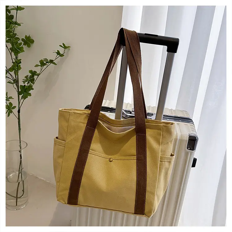 Women Canvas Tote Bag Large Capacity Beige — feature 23