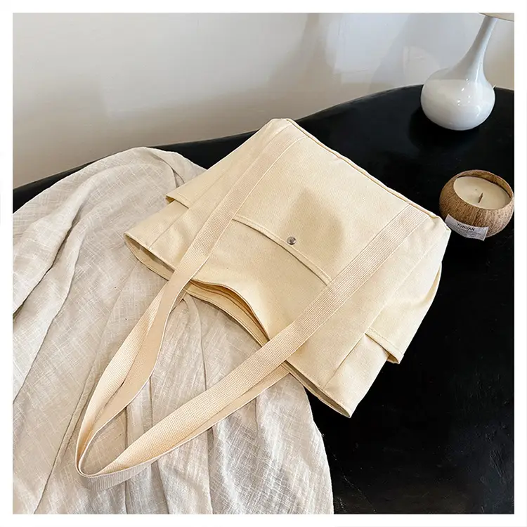 Women Canvas Tote Bag Large Capacity Beige — feature 24