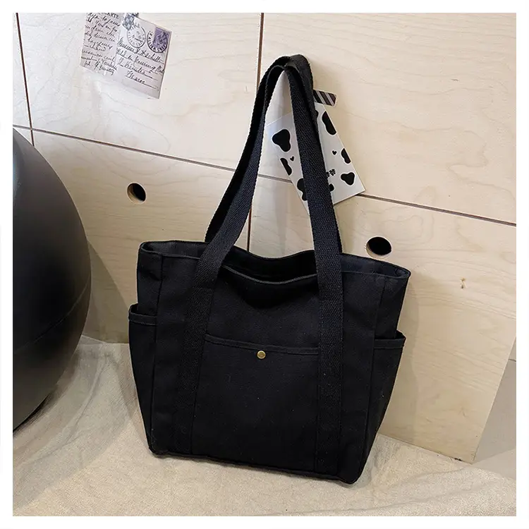 Women Canvas Tote Bag Large Capacity Beige — feature 25