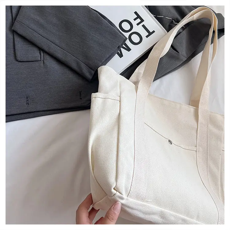 Women Canvas Tote Bag Large Capacity Beige — feature 33