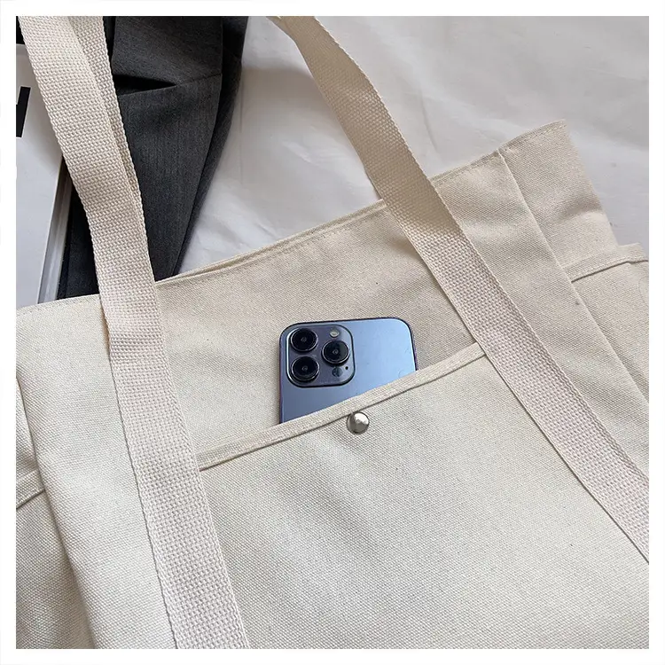 Women Canvas Tote Bag Large Capacity Beige — feature 35