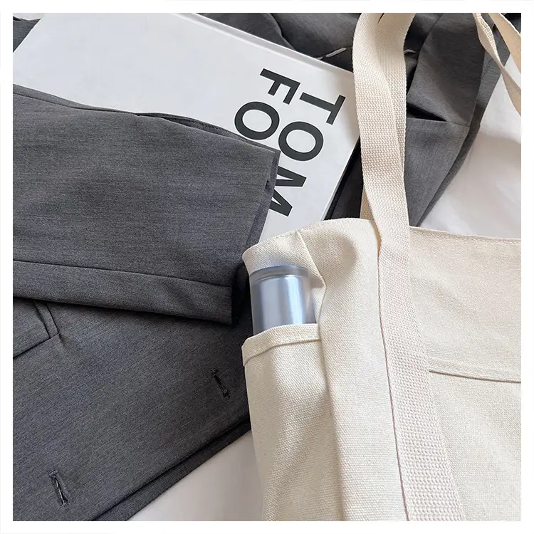 Women Canvas Tote Bag Large Capacity Beige — feature 37