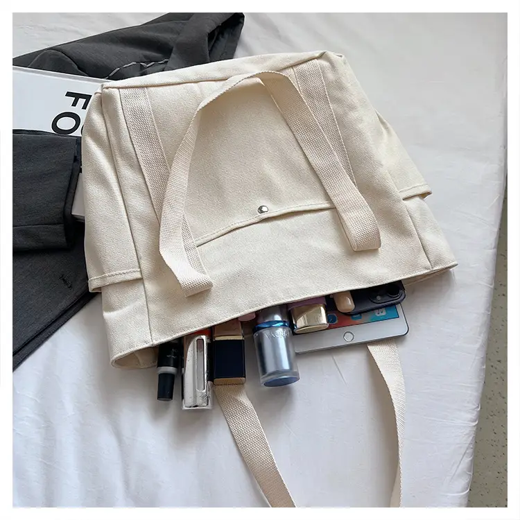 Women Canvas Tote Bag Large Capacity Beige — feature 41