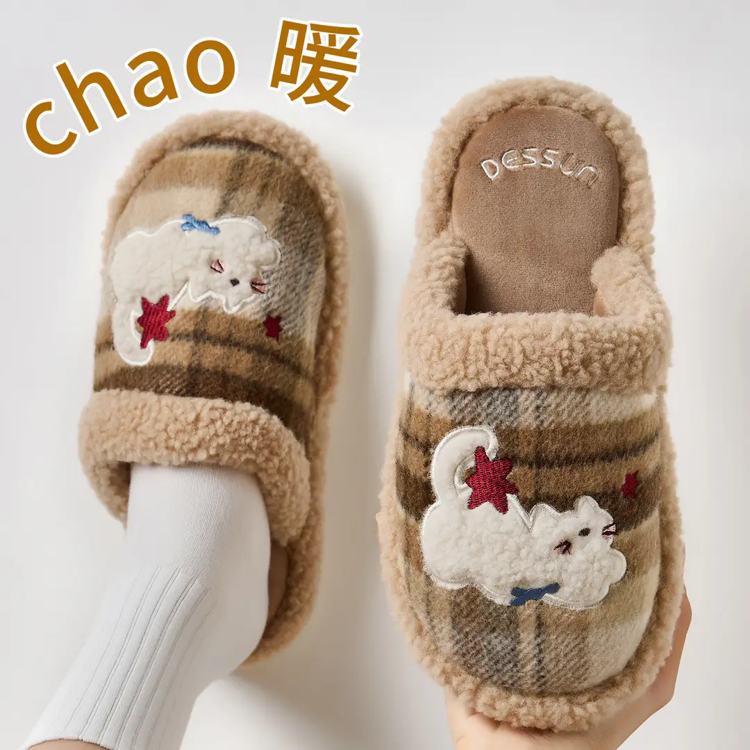 Cotton Slippers for Women Winter 2025 New Indoor Home Warm Wool Slippers for Men Home Men Autumn and Winter - Image 2